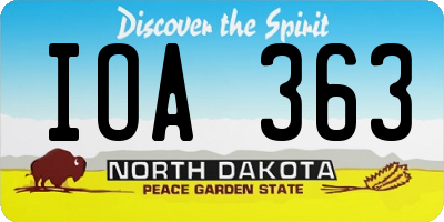ND license plate IOA363
