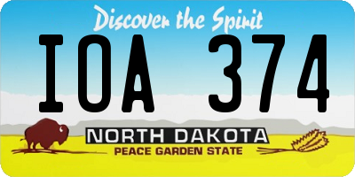 ND license plate IOA374