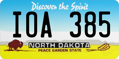 ND license plate IOA385