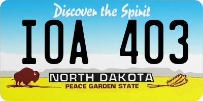 ND license plate IOA403