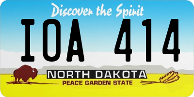 ND license plate IOA414