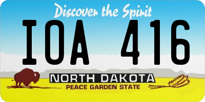 ND license plate IOA416