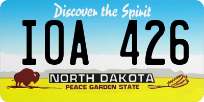 ND license plate IOA426