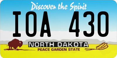 ND license plate IOA430