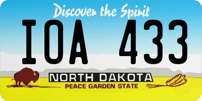 ND license plate IOA433