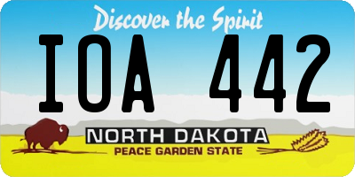 ND license plate IOA442