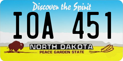 ND license plate IOA451