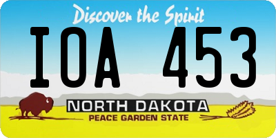 ND license plate IOA453