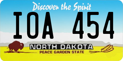 ND license plate IOA454