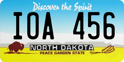ND license plate IOA456