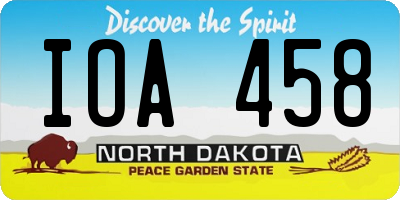 ND license plate IOA458