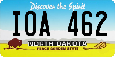 ND license plate IOA462