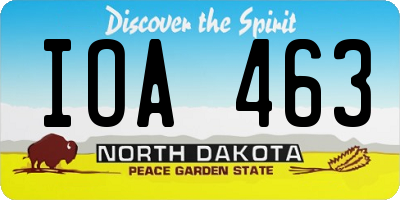 ND license plate IOA463