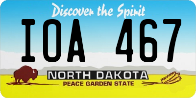 ND license plate IOA467