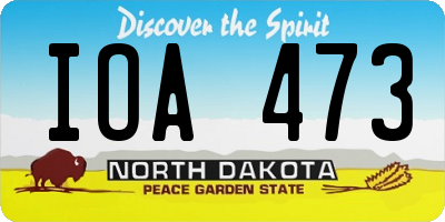 ND license plate IOA473