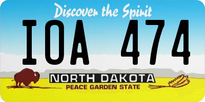 ND license plate IOA474