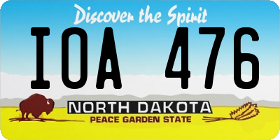 ND license plate IOA476