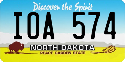 ND license plate IOA574