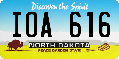 ND license plate IOA616