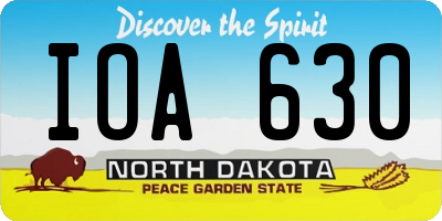 ND license plate IOA630