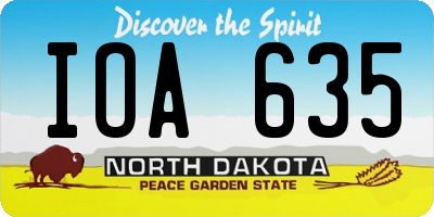 ND license plate IOA635