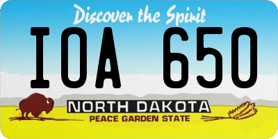 ND license plate IOA650