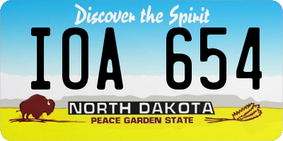 ND license plate IOA654