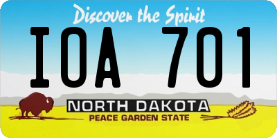 ND license plate IOA701