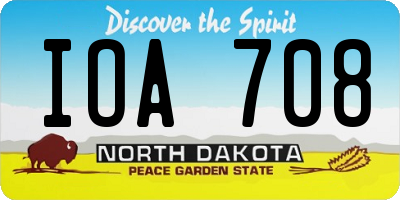 ND license plate IOA708