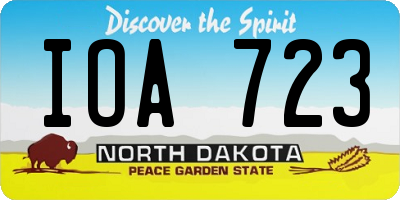 ND license plate IOA723