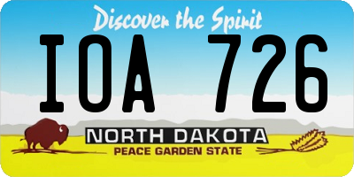 ND license plate IOA726