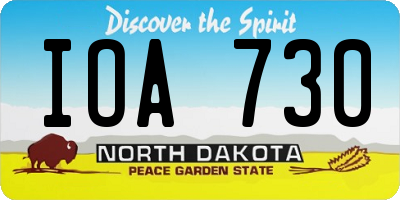 ND license plate IOA730