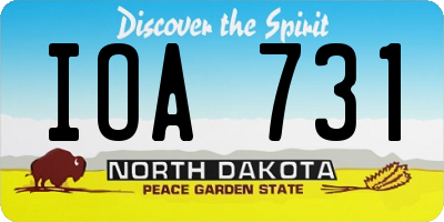 ND license plate IOA731