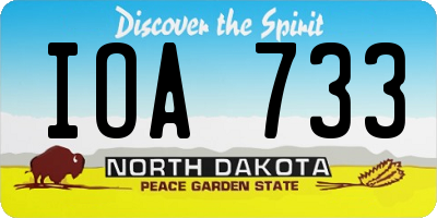 ND license plate IOA733