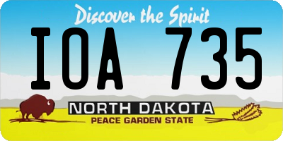 ND license plate IOA735