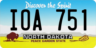 ND license plate IOA751