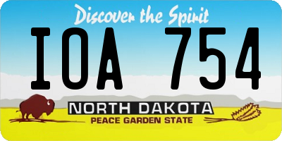 ND license plate IOA754