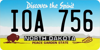ND license plate IOA756