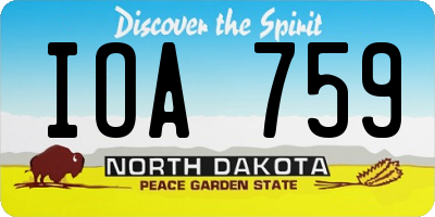 ND license plate IOA759