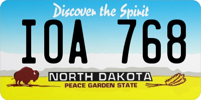 ND license plate IOA768