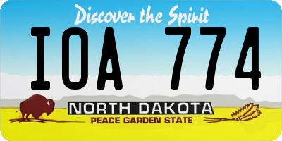ND license plate IOA774