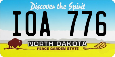 ND license plate IOA776