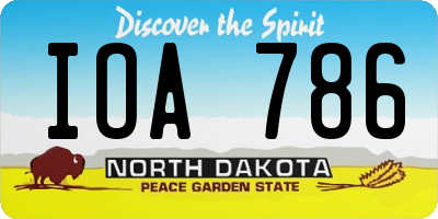 ND license plate IOA786