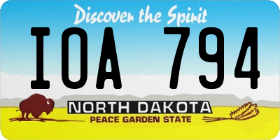 ND license plate IOA794