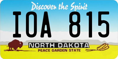 ND license plate IOA815