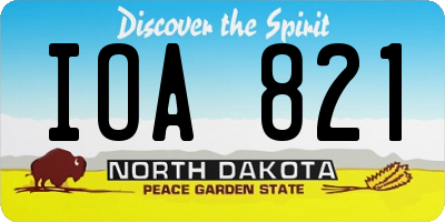 ND license plate IOA821