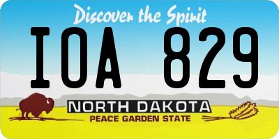 ND license plate IOA829