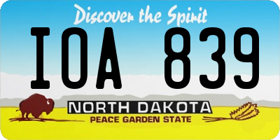 ND license plate IOA839