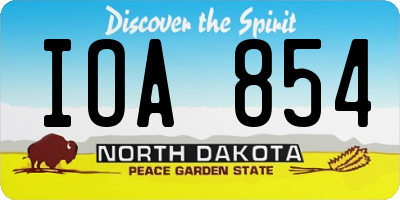 ND license plate IOA854
