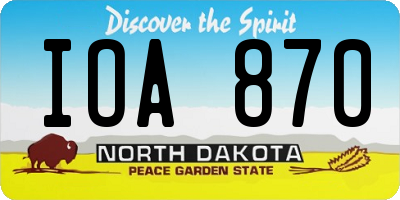ND license plate IOA870